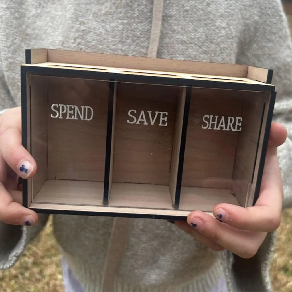 Wooden 3-Compartment Coin Bank Box with Removable Lid Wooden Coin Bank Richie's