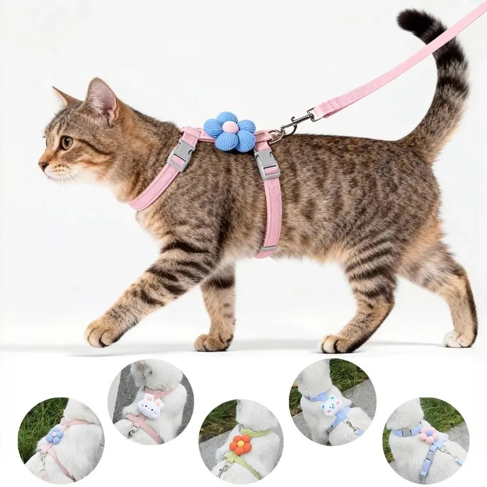 Adjustable Breathable Mesh Cat & Small Dog Harness + Leash Set Pet Harness Set Richie's