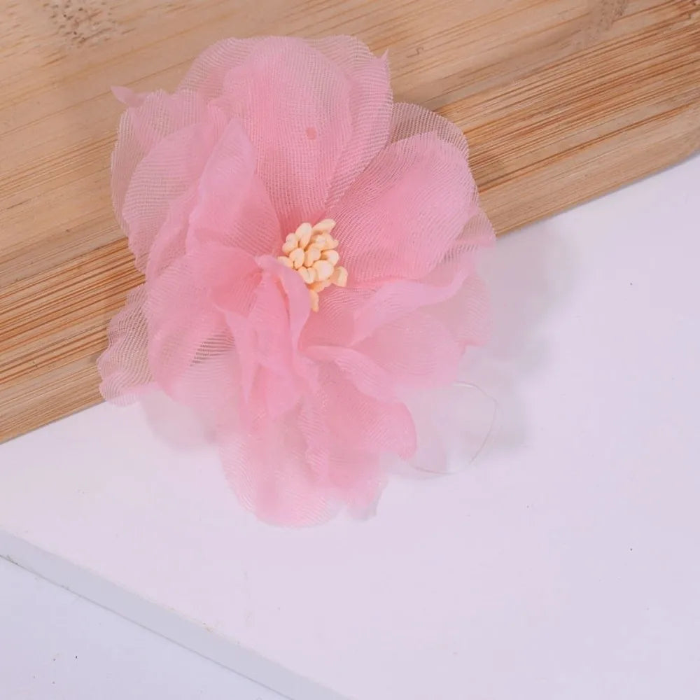 10Pcs Organza Flower Appliques 3D Mesh Sewing Patches 5.5cm Fabric Flower Appliques Richie's Pink
