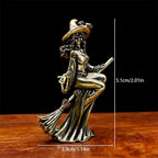 Brass Flying Witch Figurine | Gothic Vintage Desk Ornament Decorative Figurine Richie's