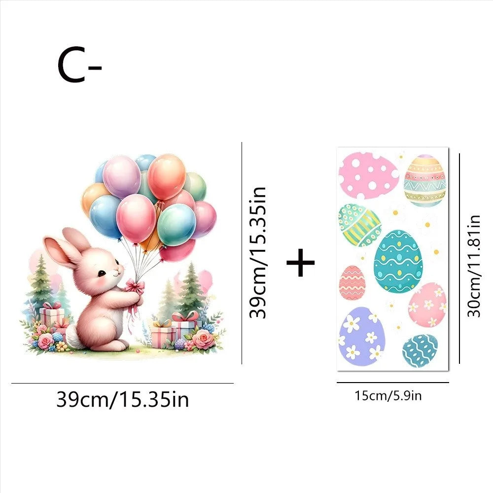 Easter Rabbit Flower Wall Stickers – Removable PVC Decals