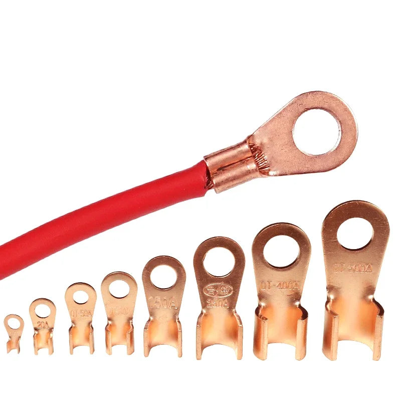 Copper OT Ring Crimp Terminals Non-Insulated Wire Lugs 10-100A Crimp Ring Terminals Richie's
