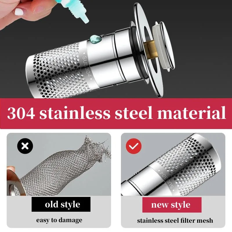 Stainless Steel Pop-Up Floor Drain Filter & Hair Catcher Drain Filter Stopper Richie's