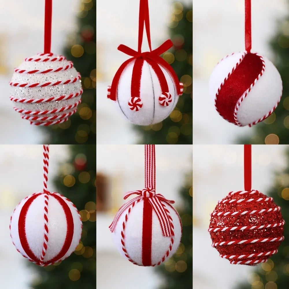 8CM Glitter Christmas Ball Ornaments Set of 6 – Foam Candy Spheres Christmas Ball Ornaments Richie's