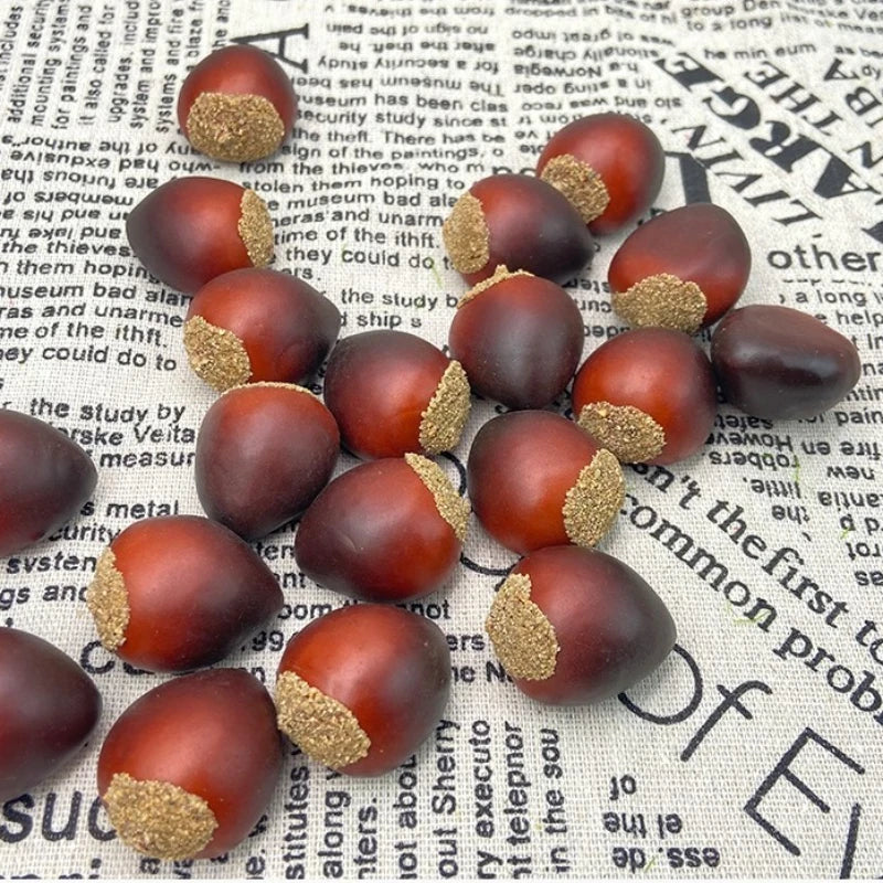 Artificial Chestnuts Set of 24 – Realistic Fall Decor Props Artificial Fall Decor Richie's Sharp chestnut 12pcs 2.5X3 cm