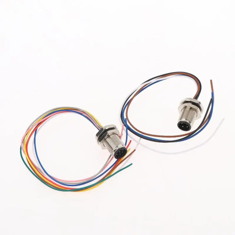 M12 IP67 Waterproof Connector 4/5/8 Pin Panel Socket 22AWG Wire Industrial Connector Richie's