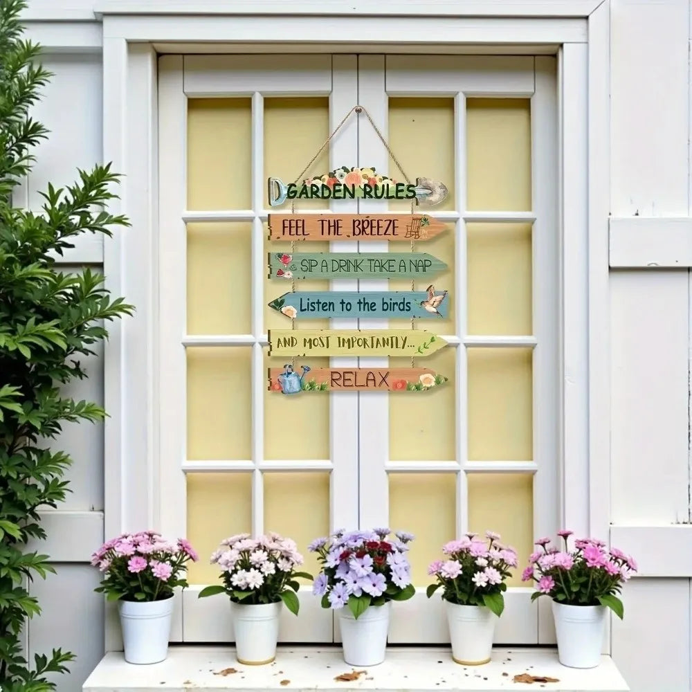 Rustic Wooden Garden Hanging Sign | Wall Decor Plaque Garden Wall Sign Richie's