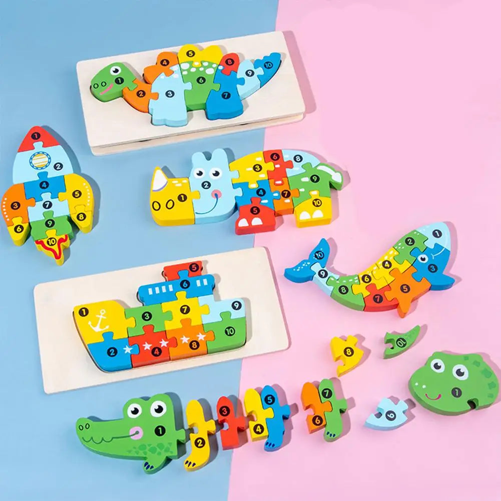 Wooden 3D Jigsaw Puzzle for Toddlers – Animals & Vehicles Wooden Kids Puzzle Richie's