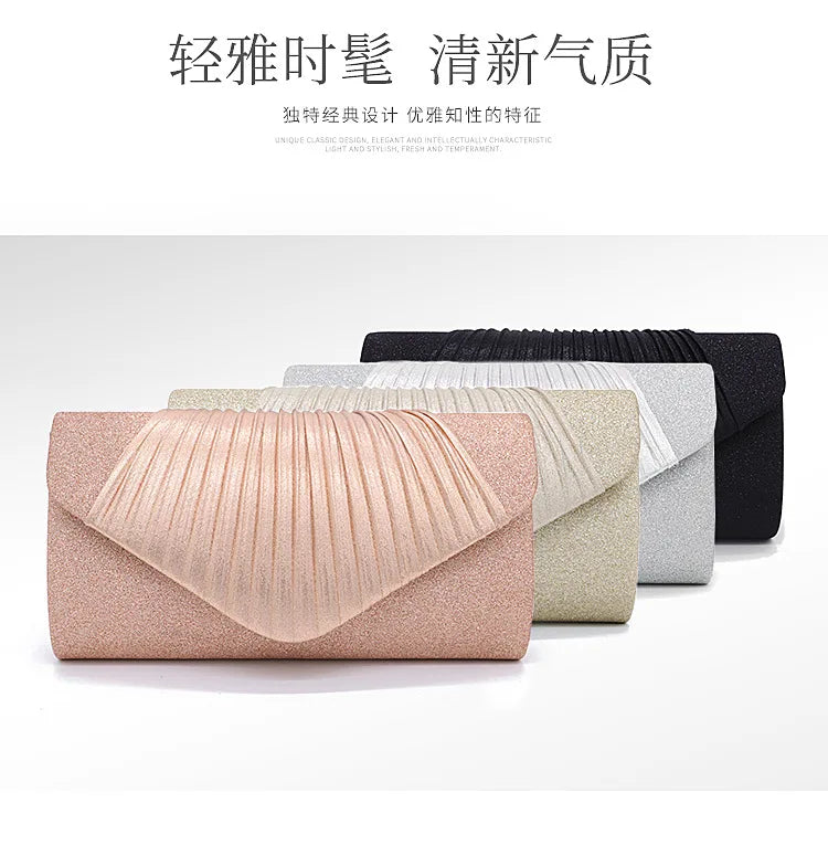 Women's Silk Evening Clutch Bag – Chain Shoulder Wedding Purse Evening Clutch Bag Richie's