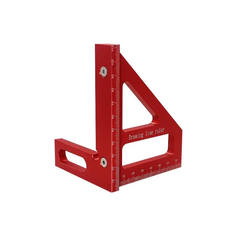Aluminum Alloy Woodworking Square Protractor Miter Triangle Ruler Woodworking Measuring Ruler Richie's Metric system Red