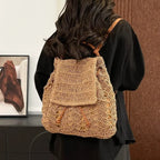 Large Woven Straw Drawstring Backpack for Women | Casual Woven Straw Backpack Richie's