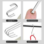 10pcs Stainless Steel S-Hooks for Kitchen, Bathroom & Home S-Shaped Hooks Richie's