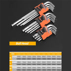 9-Piece Double-End L-Type Allen Hex Wrench Set – CR-V Steel Hex Wrench Set Richie's Ball Head XL
