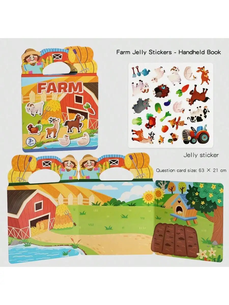 Reusable Sticker Books for Kids – 6-Set Travel Activity Bundle Kids Activity Book Richie's BQ-0007 farm