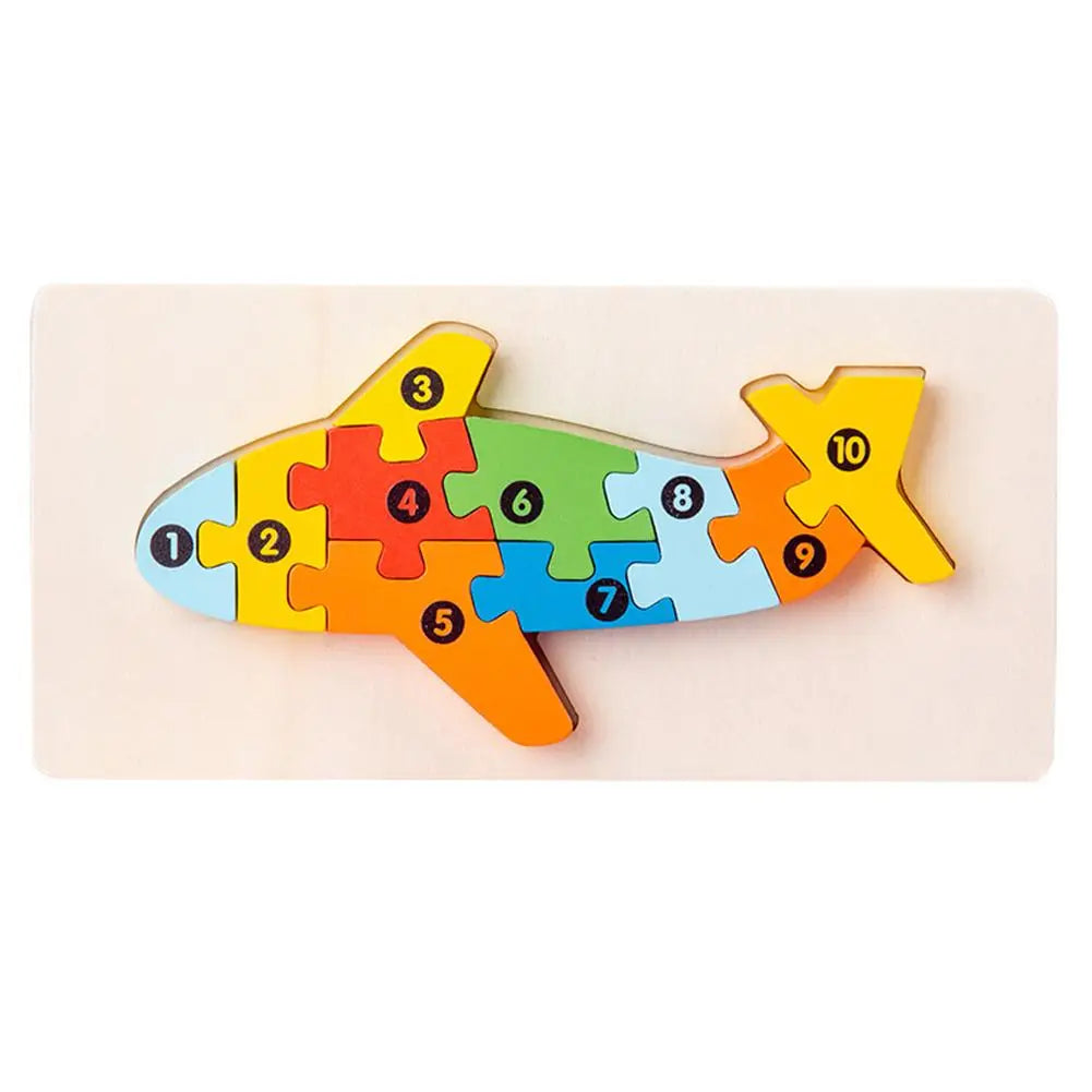 Wooden 3D Jigsaw Puzzle for Toddlers – Animals & Vehicles Wooden Kids Puzzle Richie's plane