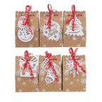 12 Christmas Kraft Paper Gift Bags with Tags & Ribbon Christmas Gift Bags Richie's