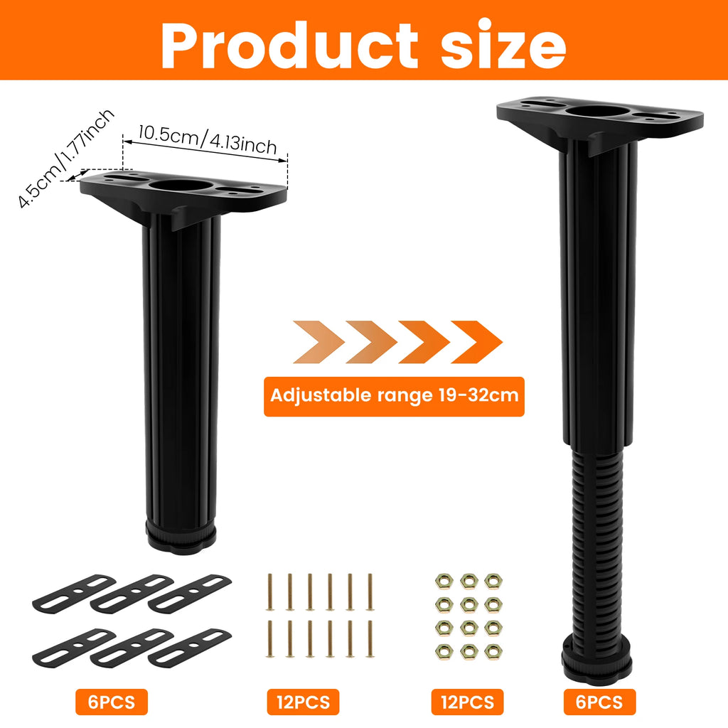 Adjustable Bed Center Support Legs 19–32cm | 6/4pcs Set Bed Support Legs Richie's