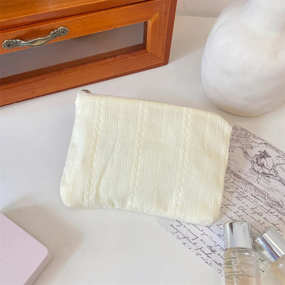 Stripe Mini Cosmetic Pouch – Cute Makeup & Coin Organizer Bag Cosmetic Organizer Pouch Richie's Yellow