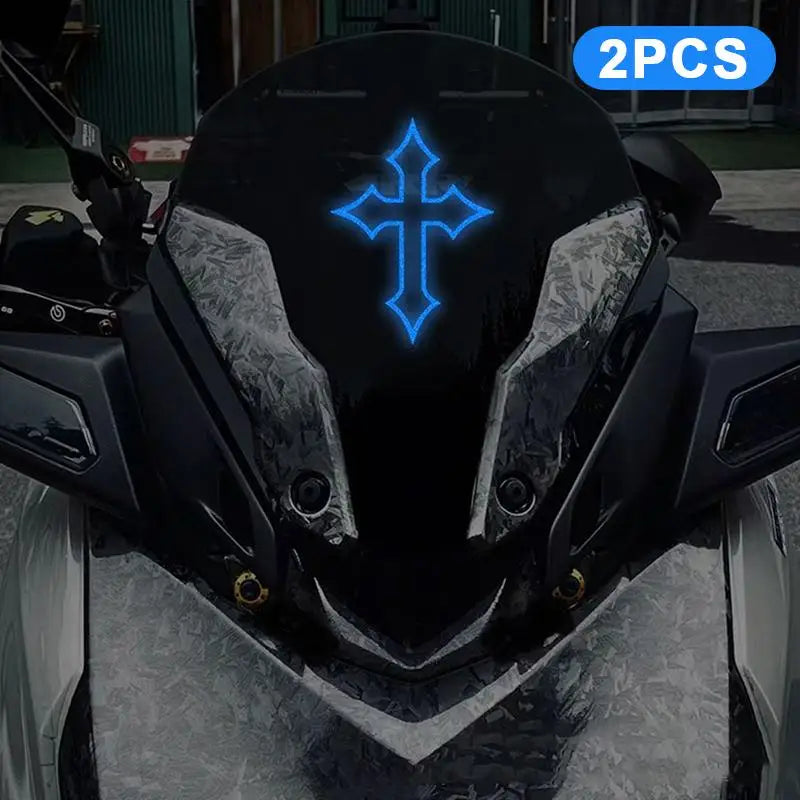 2Pcs Reflective Cross Stickers – Waterproof Night Visibility Decals Reflective Decal Stickers Richie's A1