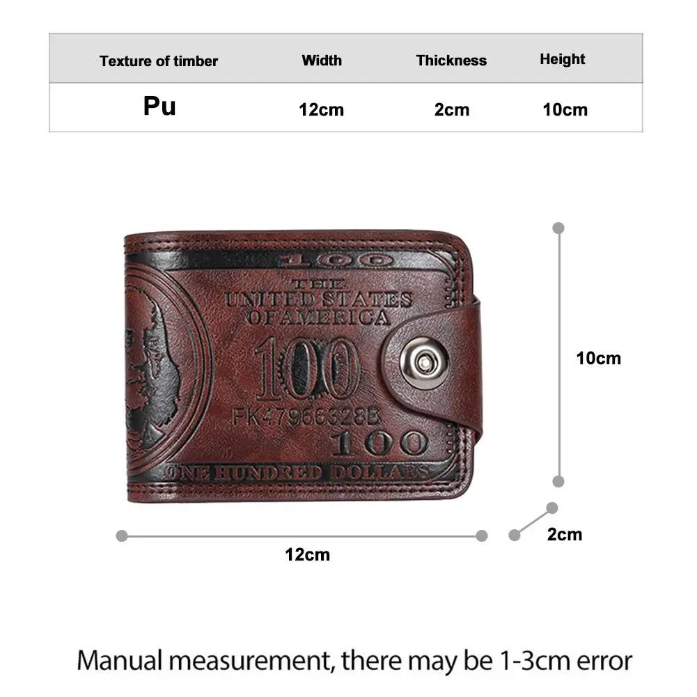 Men's 100 Dollar Bill Embossed PU Leather Wallet Men's Wallet Richie's