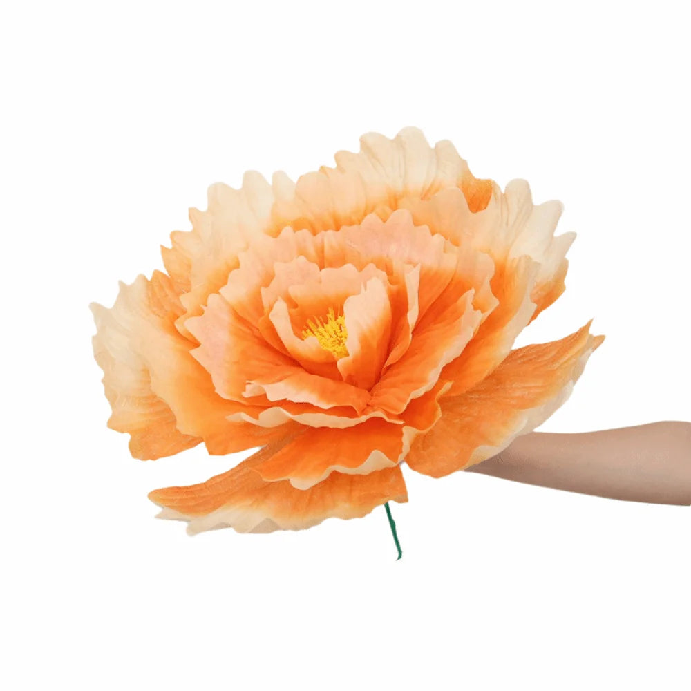 50cm Large Artificial Peony Flower Head – Silk Faux Bloom Decor Artificial Flower Decor Richie's Orange