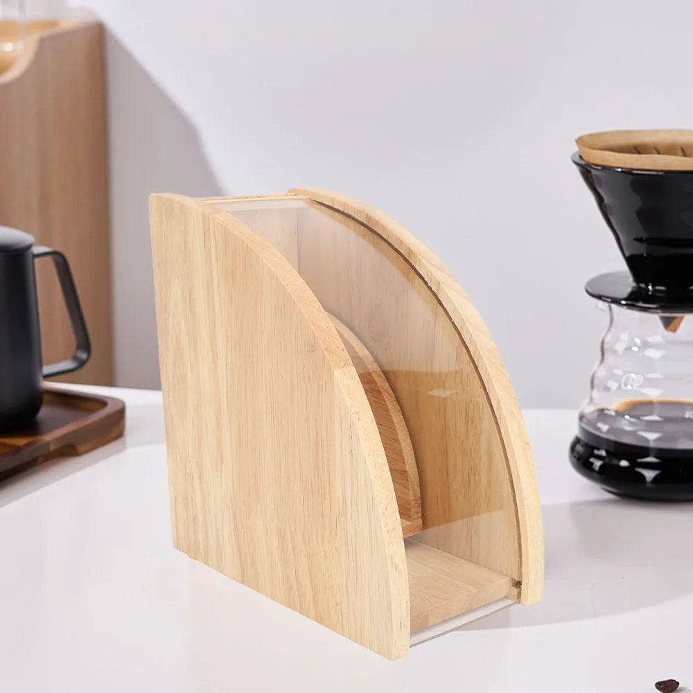 Solid Wood Coffee Filter Holder – Dustproof Storage Rack Coffee Filter Holder Richie's