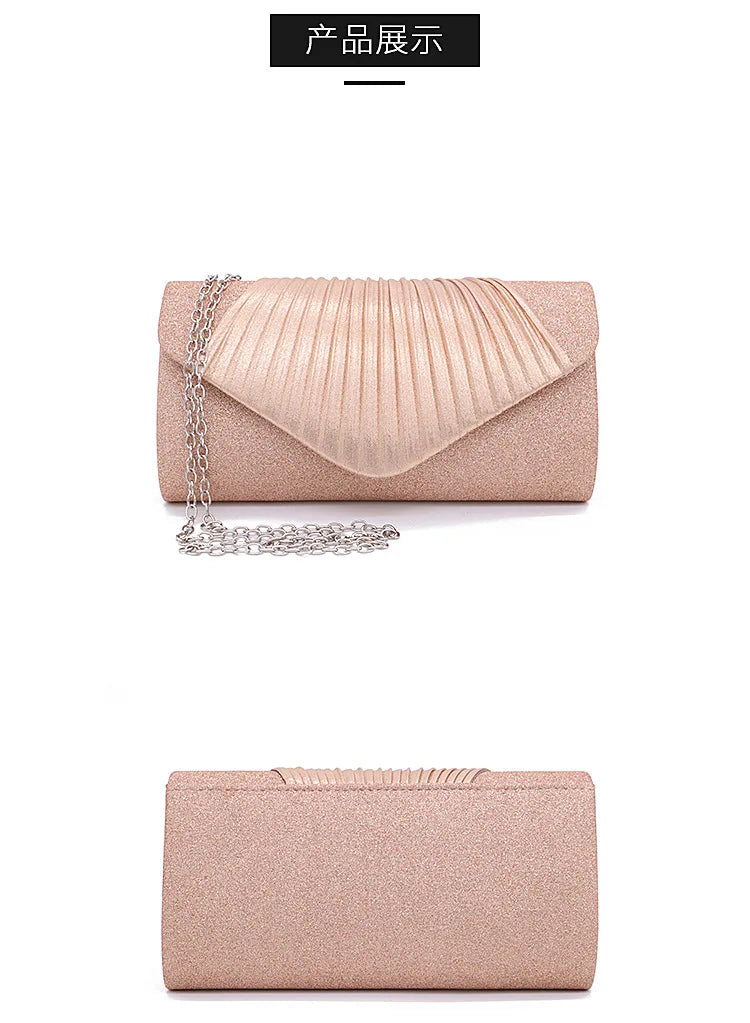 Women's Silk Evening Clutch Bag – Chain Shoulder Wedding Purse Evening Clutch Bag Richie's
