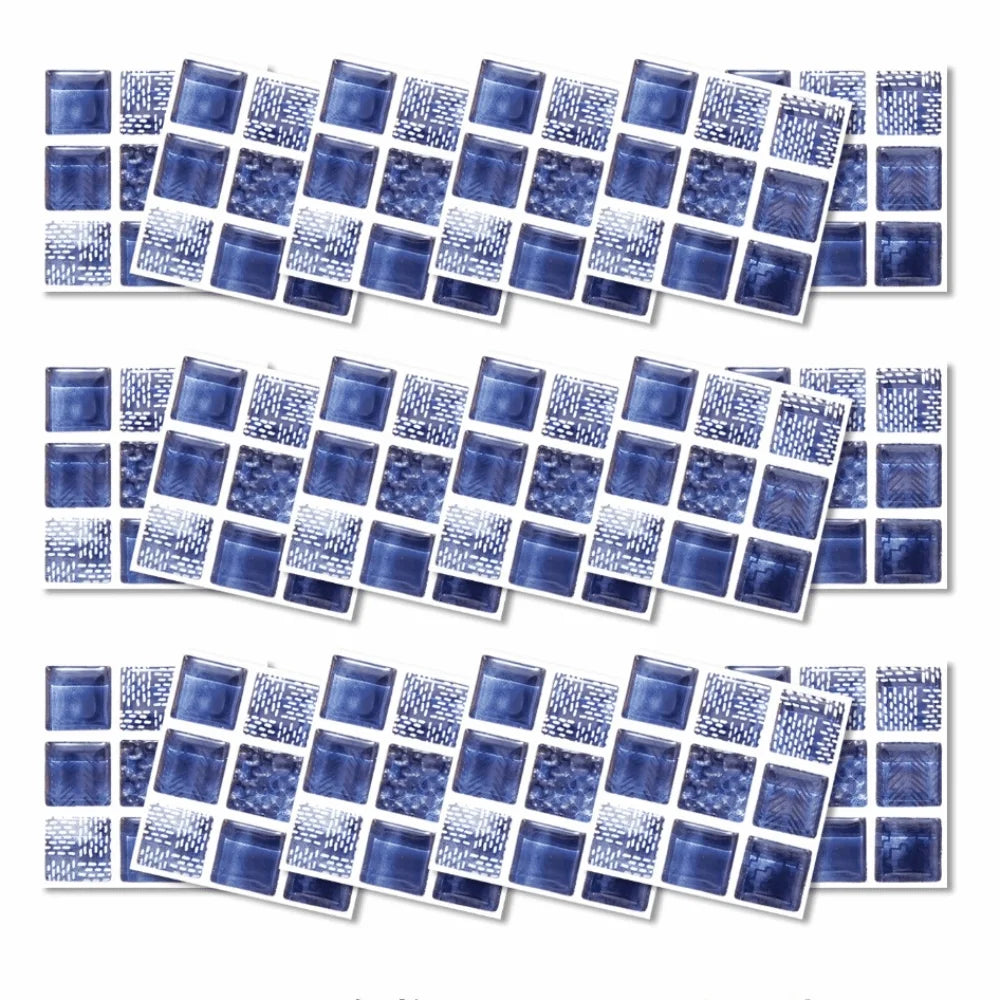 18pcs Peel & Stick PVC Mosaic Wall Tiles – 3.93in Adhesive Wall Tile Stickers Richie's Denim Texture Square