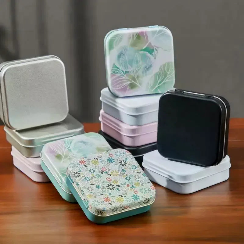 2Pcs Square Metal Storage Tins with Sealed Hinged Lids Metal Storage Tins Richie's