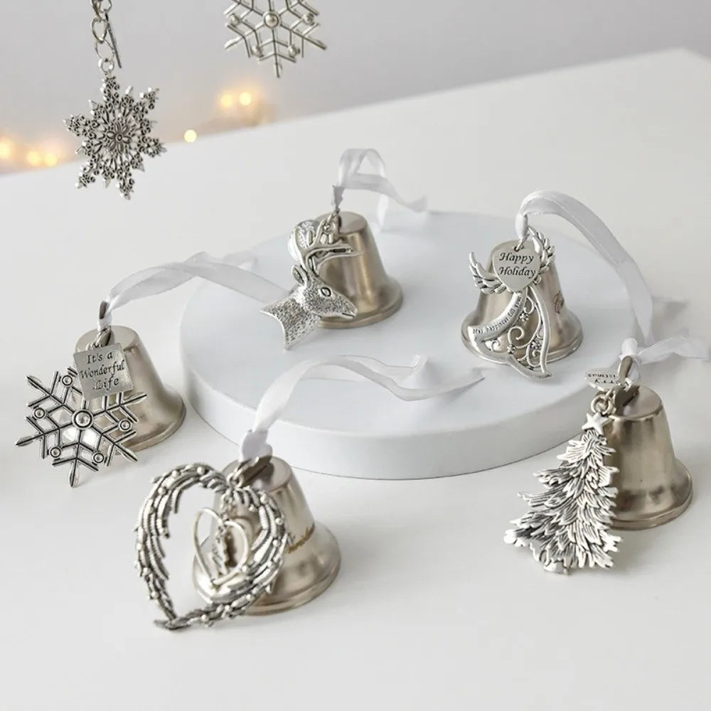 Silver Iron Christmas Bell Ornament with Ribbon – Jingle Bell Christmas Bell Ornament Richie's