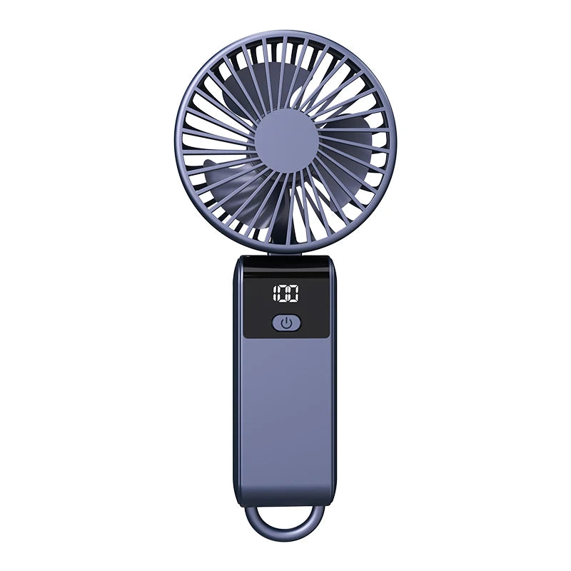 Foldable Handheld Fan USB-C Rechargeable LED Display 5-Speed Handheld Portable Fan Richie's Blue USB Type-C