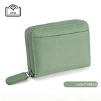 RFID Blocking Leather Card Wallet 14/20 Slots Zipper Coin Purse Card Holder Wallet Richie's Green-20card