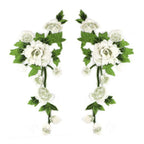 3D Flower Embroidery Applique Pair – Handmade Sew-On Patch Embroidery Applique Patch Richie's White