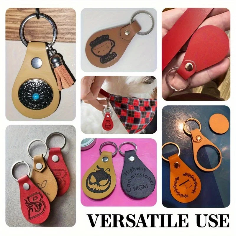 10pcs PU Leather Key Fob Blanks – Laser Engraving Keychain Kit Leather Keychain Blanks Richie's