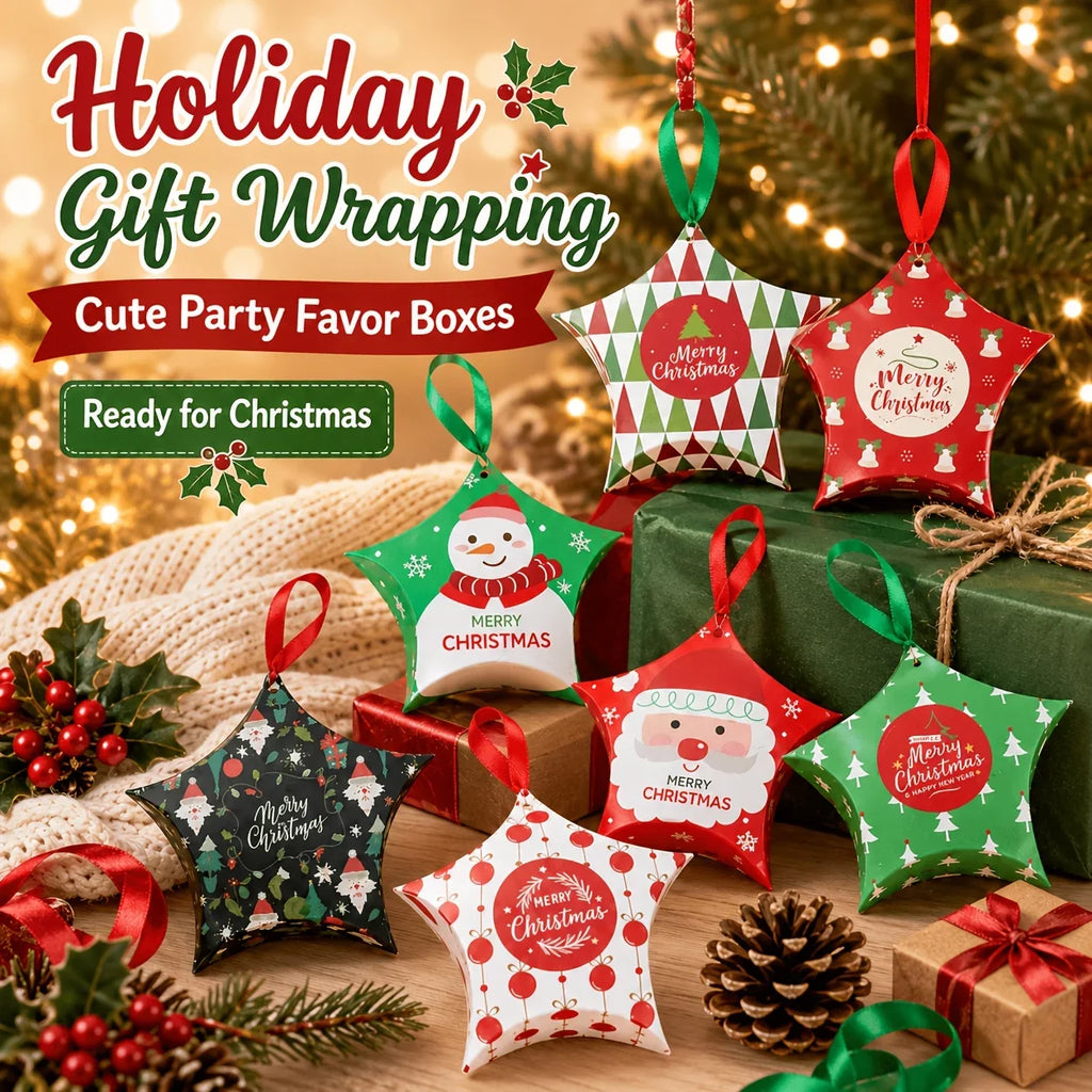 30 Pcs Star-Shaped Christmas Gift Boxes with Ribbons Christmas Gift Boxes Richie's