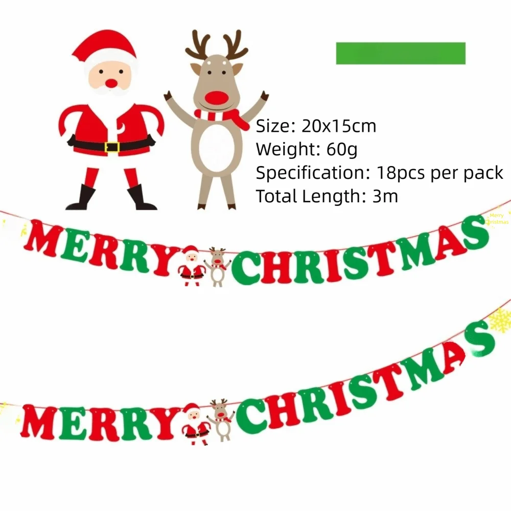 Christmas Hanging Bunting Banner – Xmas Non-Woven Party Decor Christmas Bunting Banner Richie's D