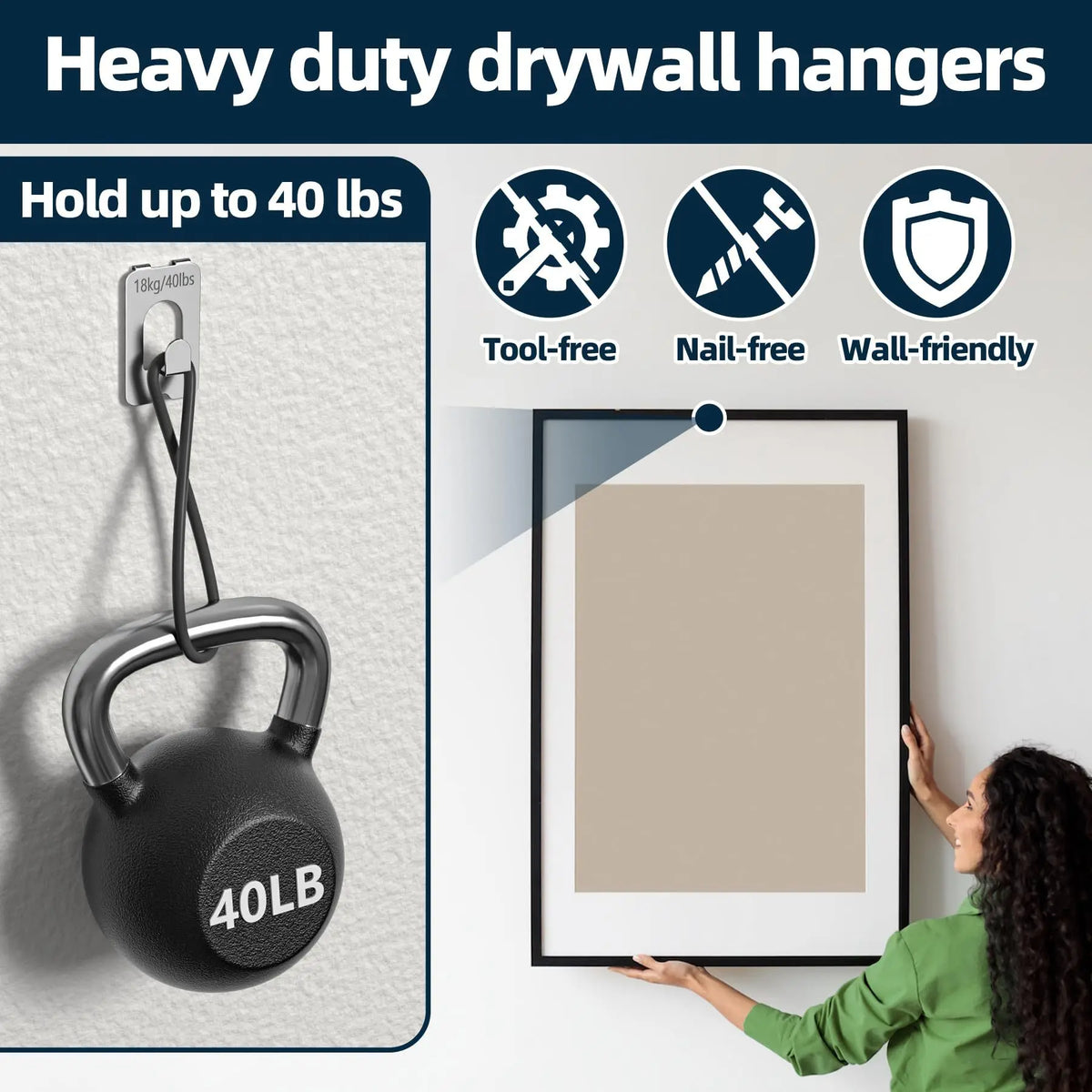 Claw Picture Hangers for Drywall – 40 Lb No-Drill Wall Hooks Picture Wall Hangers Richie's