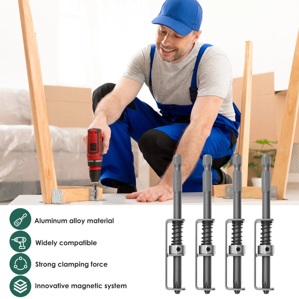 4-Pack Spring Loaded Screw Holder Bits – Anti-Drop Aluminum Alloy Screwdriver Bit Holder Richie's