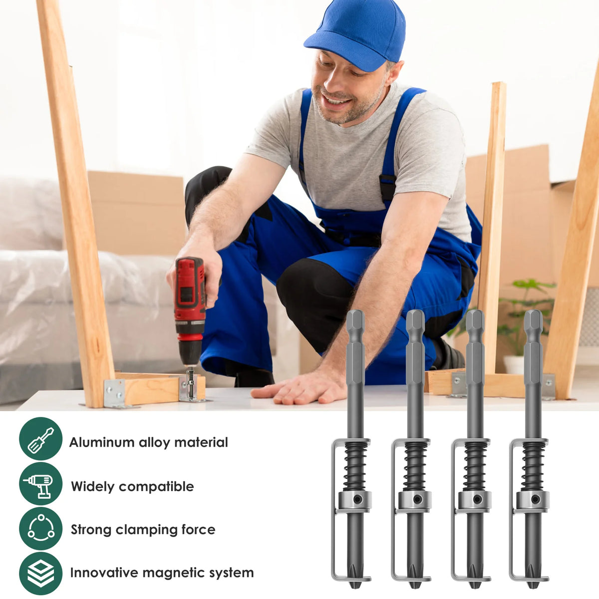 4-Pack Spring Loaded Screw Holder Bits – Anti-Drop Aluminum Alloy Screwdriver Bit Holder Richie's