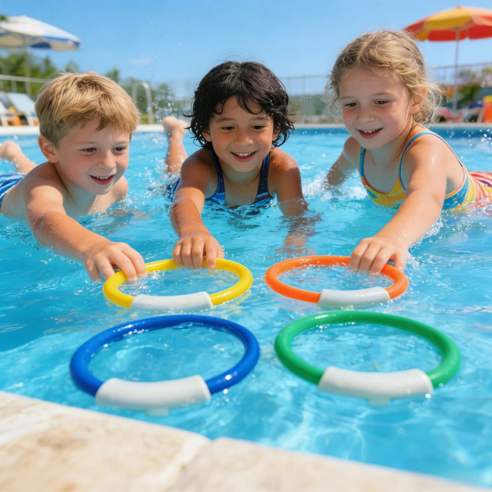 6-Piece Colorful Diving Ring Set – Underwater Pool Toy Game Pool Diving Toys Richie's