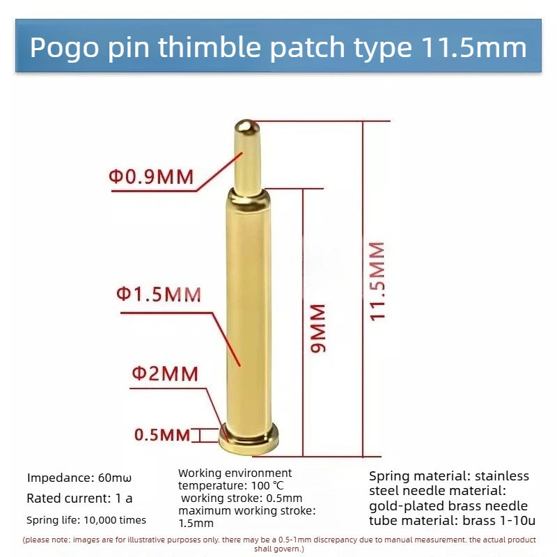 DIP SMD Double Spring PCB Pogo Pin Connectors 20/50/100 Pcs PCB Pogo Pin Connector Richie's