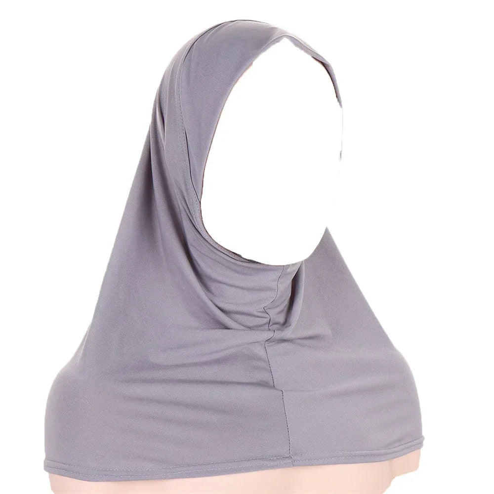 Women's Jersey Hijab Underscarf Inner Cap – Solid Neck Cover Hijab Underscarf Cap Richie's 03 Gray