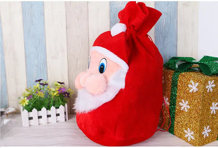 Santa Claus Christmas Drawstring Backpack – Large Xmas Gift Bag Holiday Drawstring Backpack Richie's