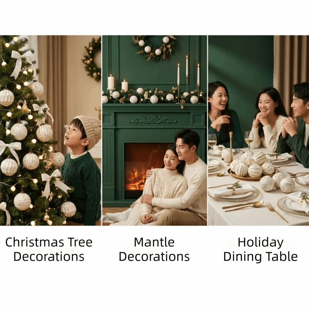 12 Antique-Style Christmas Ball Ornaments – Classic 8cm Baubles Christmas Tree Ornaments Richie's