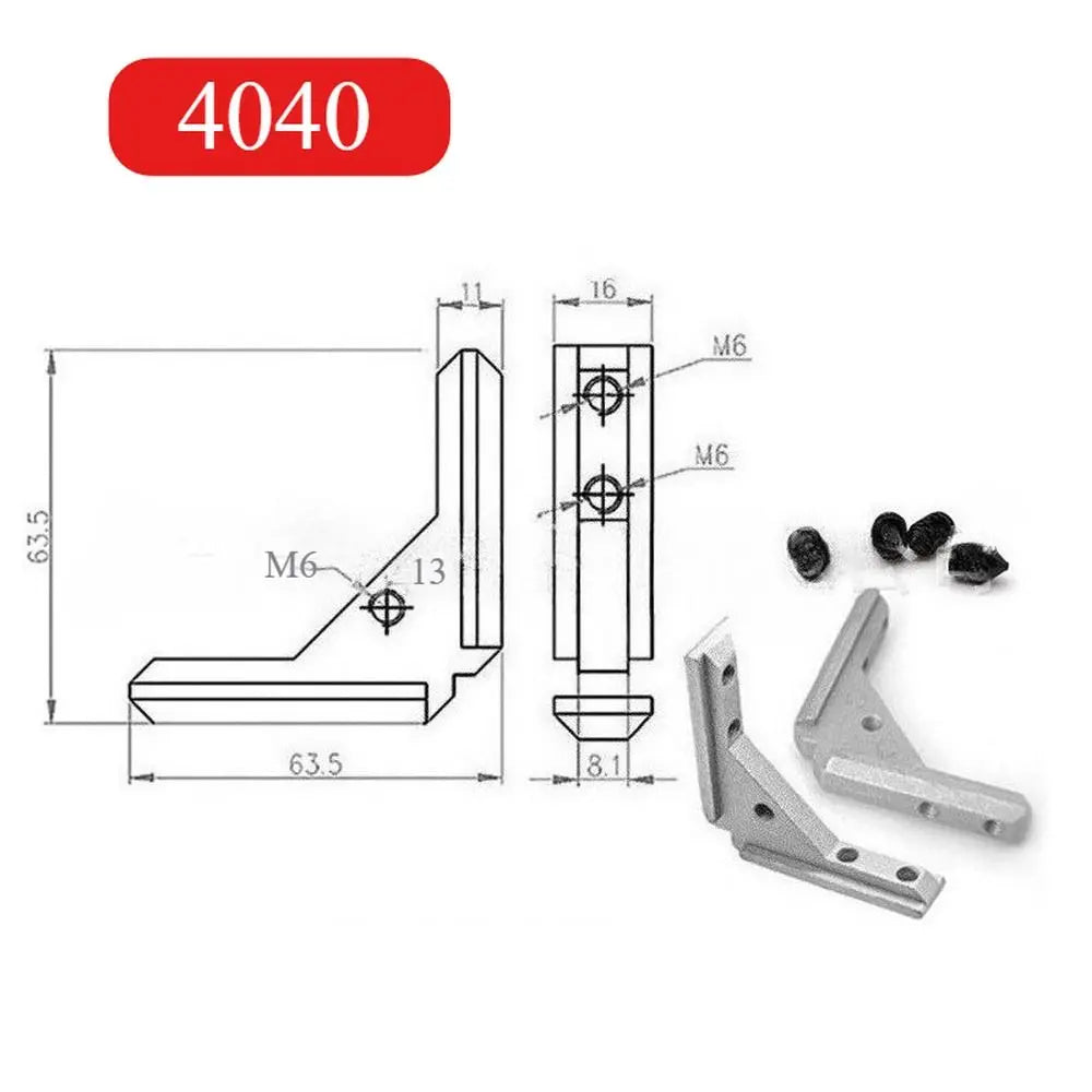 Aluminum Angle Slot Connector L Bracket 2020 3030 4040 Profile Corner Bracket Richie's