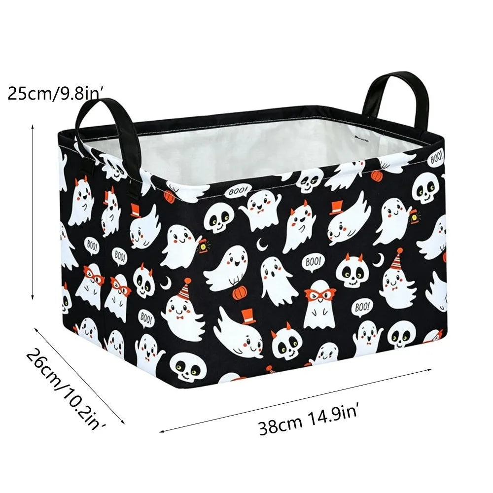 Halloween Storage Basket Foldable Bat Bin Large Capacity Halloween Storage Basket Richie's Black White