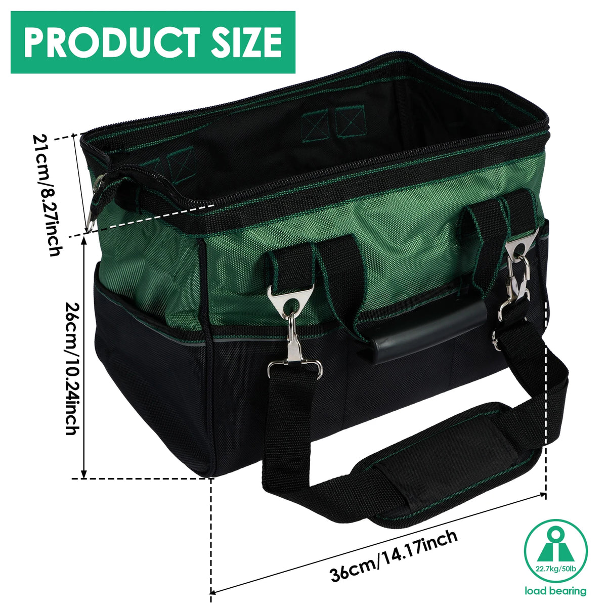 Willkey 16–18 Inch Waterproof Tool Bag | 1680D Oxford Organizer Tool Storage Bag Richie's 18 inch-6 Pocks-1pc