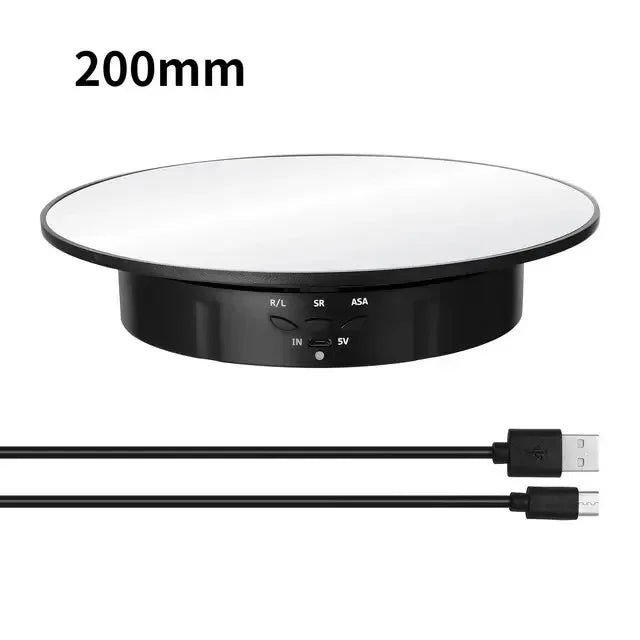 360° Electric Rotating Display Turntable 200mm | 3 Speeds Photography Display Turntable Richie's 200mm black Mirror