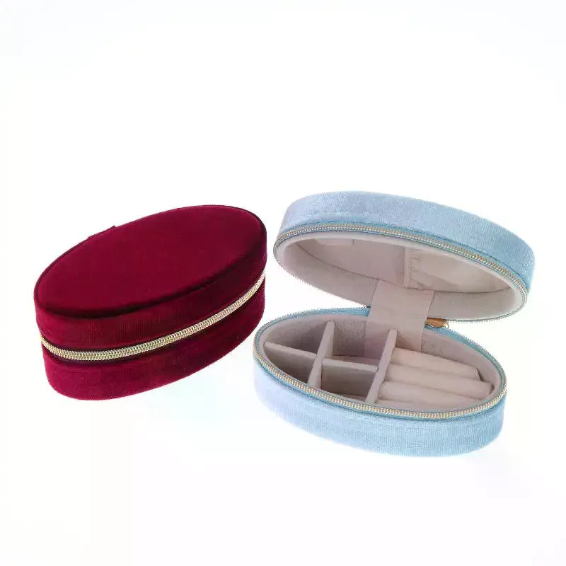 Mini Velvet Oval Jewelry Box – Portable Ring & Earring Case Velvet Jewelry Box Richie's