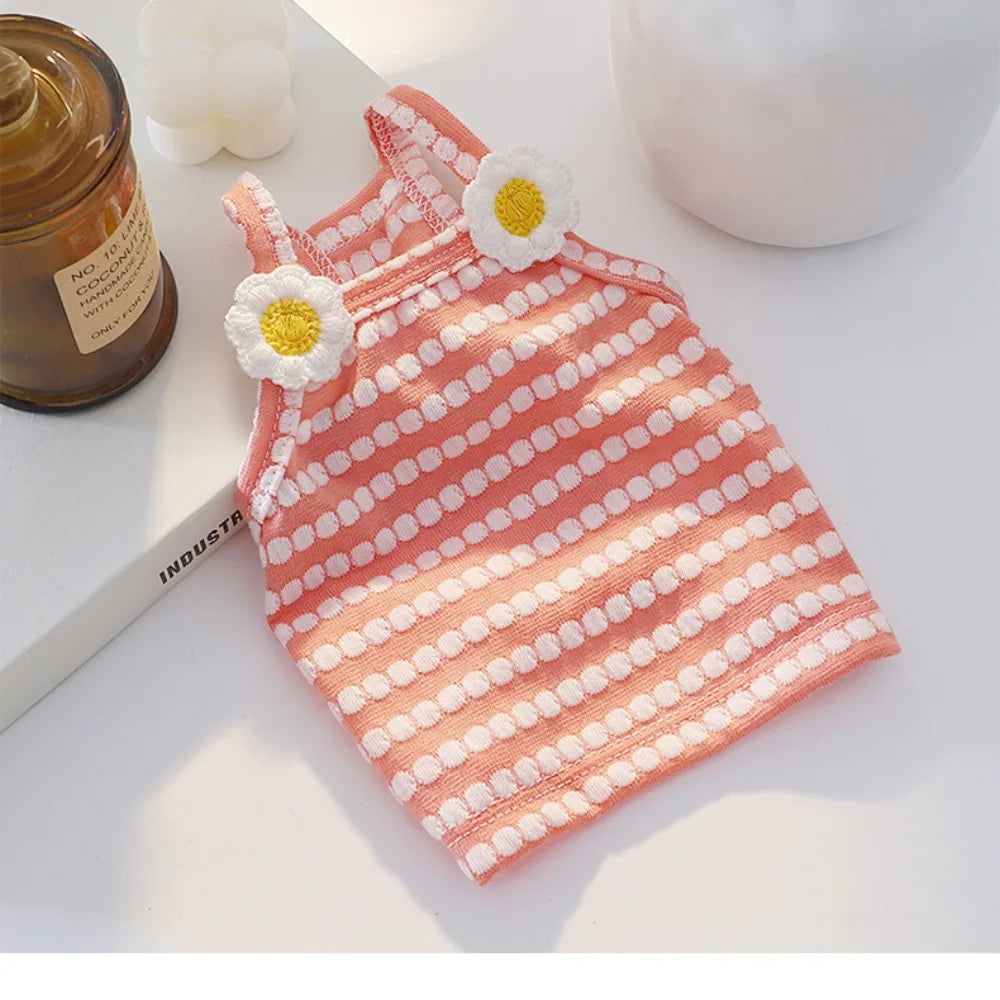 Strawberry Striped Sleeveless Dress for Small Dogs | Cute Pet Pet Dog Dress Richie's Orange-M